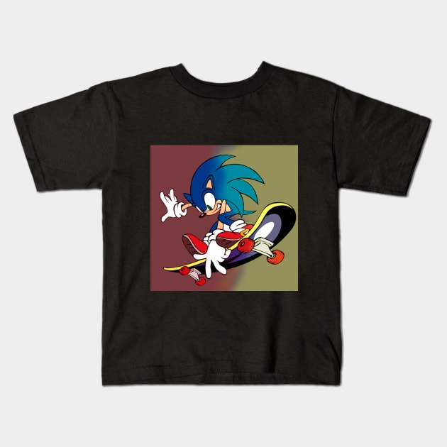 the red yellow of sonic skate Kids T-Shirt by BUDI FATHER